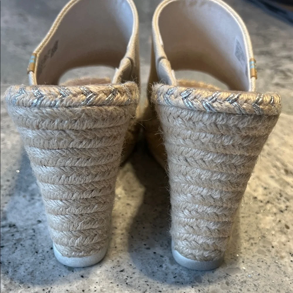 TOMS Beige Suede Wedge Espadrilles Size 11